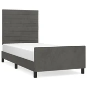 Vidaxl Posteljni okvir brez vzmetnice temno siv 80x200 cm žamet