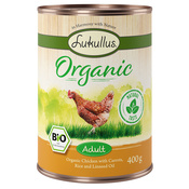 Ekonomično pakiranje Lukullus Organic 24 x 400 g Adult piletina s mrkvom (bez glutena)