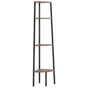 Vidaxl 4-nadstropna kotna polica temno rjava in črna 45,5x31,5x150 cm