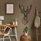 WallXpert metalni zidni ukras 5038, geometrijska glava jelena, 56 x 90 cm, crni