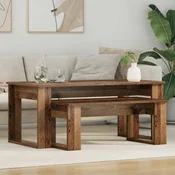 vidaXL Set kavno mizico 2 pcs Star les Konstruiran les