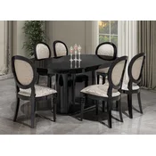Casa Padrino luxury baroque dining room set silver/black - 1 Dining table & 6 dining room chairs