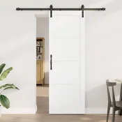 vidaXL Drsna vrata 73,5 x 211 cm Trdna borovina Bela in črna