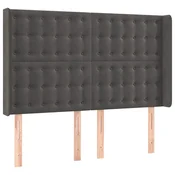 Vidaxl Vzglavje z ušesi temno sivo 147x16x118/128 cm žamet