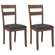 Vidaxl Jedilni stoli z blazinami 2 kosa Brown Solid Wood Rubber