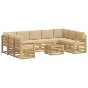 Set vanjskih sofa 10 kom. Bijela i Bež Poliester