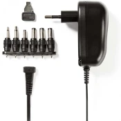 Nedis univerzalni napajalnik/ 12 W/ 3 - 12 V DC/ 100 - 240 V AC/ 6 priključkov/ 1,8 m/ črn