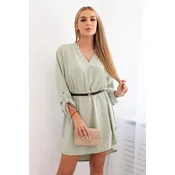 Womens dress with a longer back and belt - dark mint