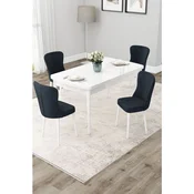 Hanah Home trpezarijski set Due, sto na razvlacenje i 4 stolice, bela ploca, antracit tkanina Babyface