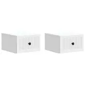 vidaXL Stenski nočni omarici s predalom 2 pcs Bela 33 x 34,5 x 20 cm