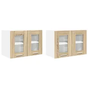 Vidaxl Viseča omarica z vrati 2 szt. Sonoma hrast 60 x 31 x 40 cm