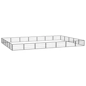 Ograda za pse s 24 panela crna 100 x 50 cm celik obložen prahom