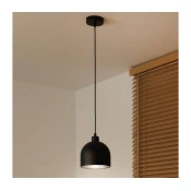Duolla - Luster na sajli IRONLINE 1xE27/15W/230V, precnik 17 cm, crna