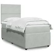 Box spring postelja z vzmetnico svetlo siva 100x200 cm žamet