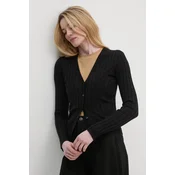 Jopica Pepe Jeans IZABEL CARDIGAN ženska, črna barva, PL702225