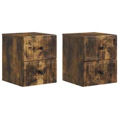 vidaXL Stenski nočni omarici 2 pcs Dimljen hrast 33 x 34,5 x 40 cm