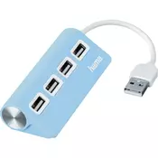 USB HUB 4 porta plavi, Hama 12179