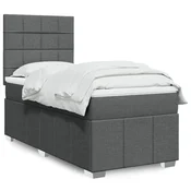 vidaXL Box spring postelja z vzmetnico temno siva 100x200 cm blago