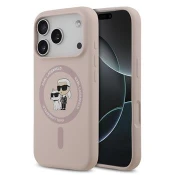 Originalen KARL LAGERFELD ovitek iPhone 17 Pro Max - IML NFT Heads - roza silikonska zaščita MagSafe - KLHMP17XSKCHPPLP