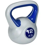 SPORTNOW Kettlebell 12Kg iz PU in peska z ravnim dnom in praktičnim ročajem za mrtve dvige, počepe in dvige, 24x17x28 cm, moder