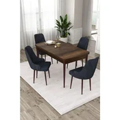 Hanah Home trpezarijski set Eta, sto na razvlacenje i 4 stolice, ploca u dekoru drveta Baroque, antracit tkanina Babyface