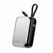 shumee 4smarts žepna prenosna baterija 10000mAh 30W z vgrajenim USB-C kablom 15 cm srebrne barve