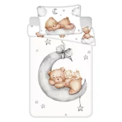 Bijela pamučna dječja posteljina za dječji krevetić 100x135 cm Teddy Bear Ribbon – Jerry Fabrics