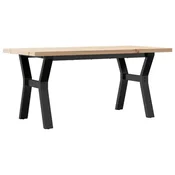Vidaxl Klubska mizica Y okvir 100x50x45,5cm trdna borovina jeklo