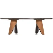 Casa Padrino luxury dining table dark brown/gray/light brown/gold 240 x 113 x H. 79.5 cm - Solid wood dining room table with table top in marble look - Luxury dining room furniture