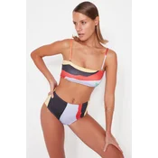 Trendyol Colorful Abstract Pattern High Waist Bikini Bottoms