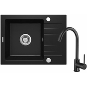 Deante ZQZ N11A Sudopera, 1 korito, 15cm, Granitna + BEU B62M Slavina, 355mm, Crna