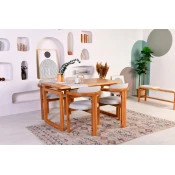 Hanah home Set trpezarijski sto i 4 trpezarijske stolice Cheri 4S Hrast-Krem