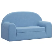 MAISON CHIC Raztegljiv Otroški kavč - Otroški divan - Otroški sedež dvosed moder mehak pliš, (21729548)