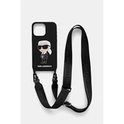 shumee Silikonski ovitek za iPhone 15 Pro Max Karl Lagerfeld Crossbody, črne barve