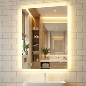 Northix LED kopalniško ogledalo 80x60 cm, proti rosenju, zatemnljivo, 3 barve