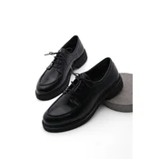 Marjin Womens Oxford Shoes with Lace-up Masculine Casual Shoes Nesan Black