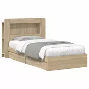 Okvir kreveta s pohranom s ladicama Hrast sonoma 75 x 190 cm