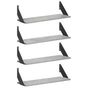 Vidaxl Stenske police 4 kos Betonsko siva 60 x 20 x 17 cm