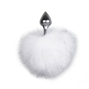 analni čep Bunny Tail, srebrn-bel