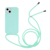 Pastelen TPU ovitek Cordy za iPhone 13 Mini s priročno vrvico za prenašanje - zelen