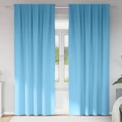 vidaXL Zavese z zavesami 2 pcs Svetlo modra 245 x 140 cm Poliester