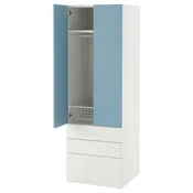 SMASTAD/PLATSA Garderobna omara, bela modra/s 3 predali, 60x57x181 cm