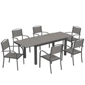Homestar Vrtni garnitura 7-delna Raztegljiva miza z 6 stoli 150x85x75 cm Siva