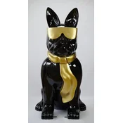 Casa Padrino luxury XXL decorative sculpture dog bulldog with glasses and tie black/gold H. 196 cm - Giant garden sculpture - Giant garden figure - XXL decorative sculptures