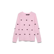 VERO MODA Pulover VMDOFFY roza / črna