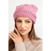 Kesi Womens winter hat made of wool with decorative weave K451 purple