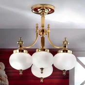 ORION Delia stropni luster mesing, 4 lampe - Dnevni boravak/blagovaonica - Anticki - mjed, opalno bijela - Metal
