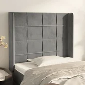 Vidaxl Vzglavje z ušesi svetlo sivo 103x16x118/128 cm žamet