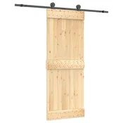Vidaxl Drsna vrata Naravna in črna 80 x 210 cm Masiven borov les