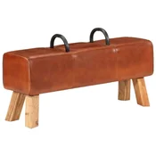 Vidaxl Telovadna klop 110 cm rjava pravo usnje